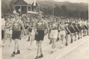 Открытие областной Спартакиады школьников. Южно-Сахалинск, 1951 год