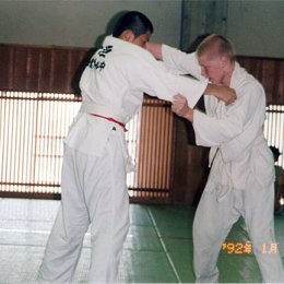 Матчевая встреча по дзюдо в Хакодате(Япония). Справа - Евгений Барабанов - чемпион Сахалинской области.
Август 2004