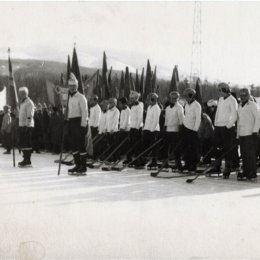 Открытие соревнований по хоккею с мячом, середина 1970-х годов