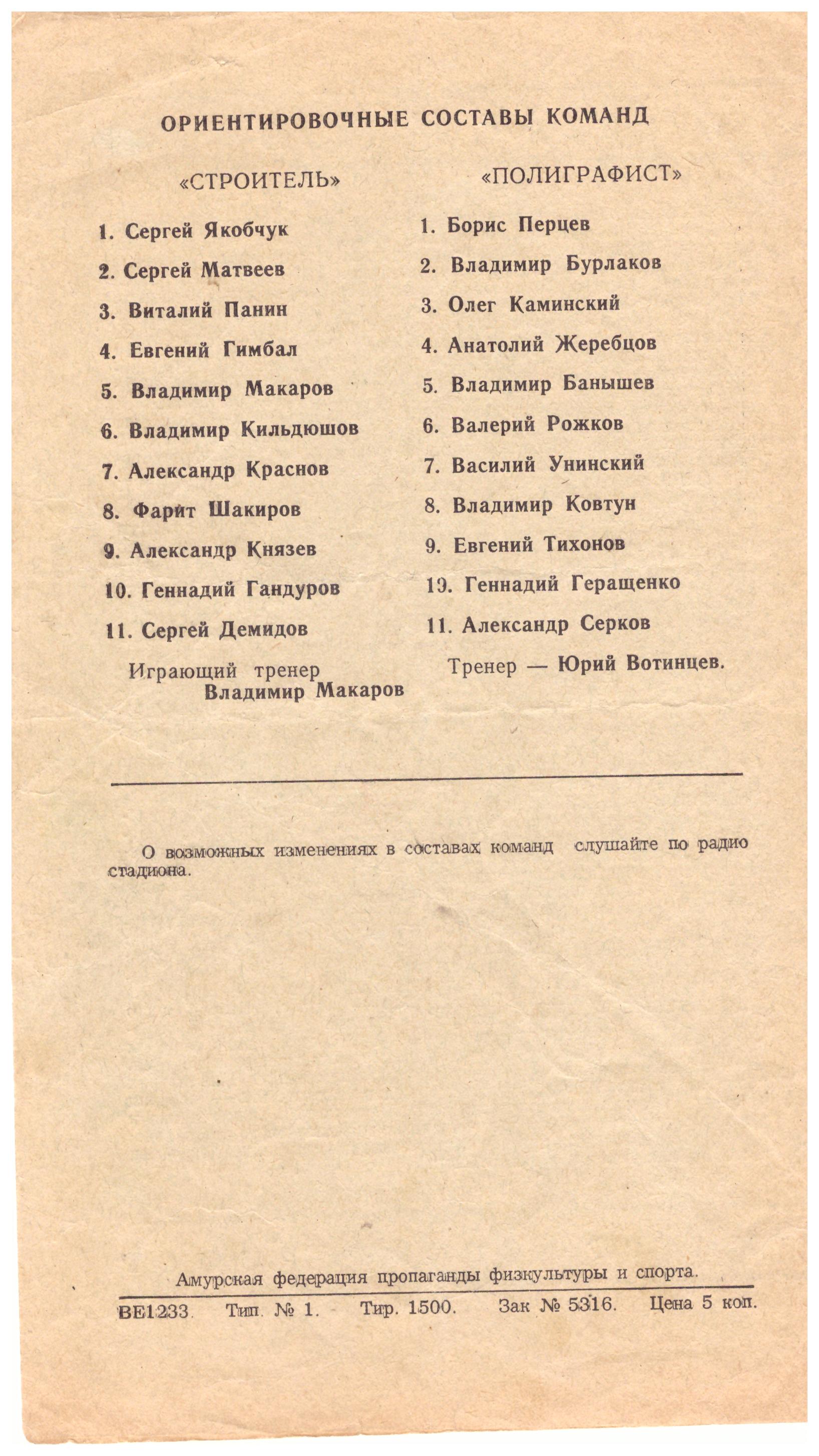 Полуфинал Кубка Дальнего Востока. "Полиграфист" (Благовещенск) - "Строитель" (Оха)